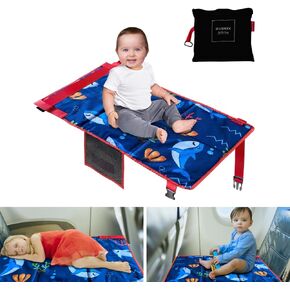Toddler Airplane Seat Extender | Toddler Airplane Bed | Airplane Kids Bed | Airplane Bed for Toddler | Flyaway Kids Bed Airplane | Airplane Bed for Kids | Must Have (Blue Shark)