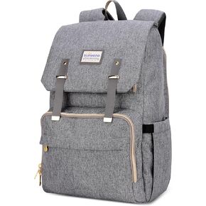 SUNVENO Diaper Bag Backpack - Large Capacity Baby-Bag with Changing Pad & Stroller Clips Diaper-Backpack Travel Essentials Nappy Bag Organizer for Baby Care with USB Charging Port, Grey
