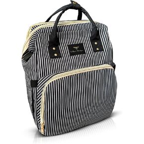 Striped Baby Diaper Bag Backpack - Baby Necessities Diaper bags, Large Travel Backpack With Changing Pad and Stroller straps, Diaper Bag Essentials, Baby Search Registry