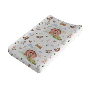 Baby Farm Life Changing Pad Covers for Boy Girl 32''x16'' Farm Animals Pig Goat Horse Cow Chick Rooster Duck Leaves Barn Truck Unisex Fitted Diaper Changing Pad Mats Soft Cradle & Bassinet Sheets