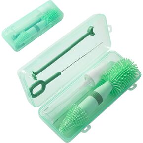 Small Silicone Baby Bottle Brush for Newborn Anti-Colic Baby Bottles，Portable Travel Bottle Cleaner Brush，Suit for Baby Bottles Less Than 8 OZ，Green