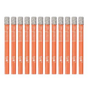 1/4in Diamond Drill Bits (12PCs), Hole Saw for Concrete, Tile, Ceramic, Glass, Hard Plastic, Vacuum Brazed Diamond Core Drill Bits
