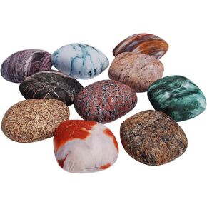 6-Piece Set Rock Pillow Covers for Kid Room Pebble Cushions Covers Decorative Pillowcases Colored Stone Photography Props Hidden Zip Removable and Washable(6 Different Sizes)