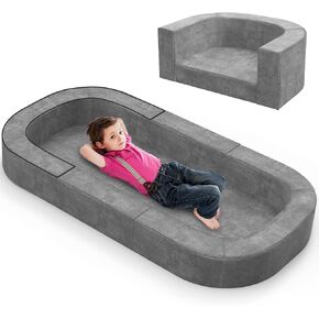 2 in 1 Portable Toddler Travel Bed and Sofa for Children 1 – 6yr Old, Toddler Floor Bed for Baby, Size L