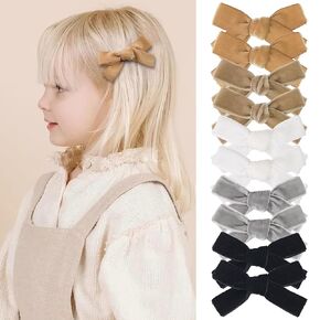 CÉLLOT 20Pcs 3inch Velvet Hair Bows Clips for Girls, Fully Lined Ponytail Pigtail Alligator Clips Hair Accessories for Little Girls Kids Child and Teens