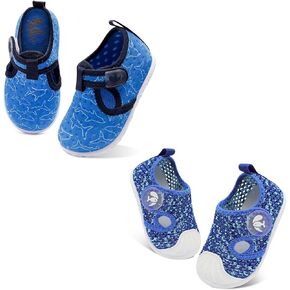 FEETCITY Water Shoes for Baby Boys Girls Barefoot Quick-Dry Aqua Sock Outdoor Athletic Sport Shoes Blue Shark 12-18 Months Infant