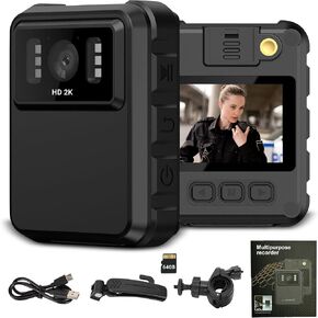WiFi Body Cam,150° Wide Angle, Night Vision Body Camera, 1800mAh battery, IP65 Waterproof, 2K Body Cameras with Audio and Video Recording for Civilian Personnel, Security and Outdoor Work, 64GB