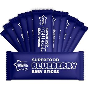 Awsum Snacks - Happy Healthy Baby Food - Snack for Babies - natural Vegan Kosher Gluten Free - Natural Plant Based Puffs - Non-Allergy - individual Bag 2 Sticks (Blueberry, 12 bags)