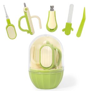 5-in-1 Baby Nail Kit with Storage Case, Cactus Theme Design Baby Nail Clippers, Nail Scissors, Nail File, Tweezers & Baby Ear Cleaner, Newborn Baby Essentials Must Haves for Baby Shower
