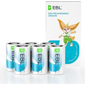 EBL CR2 Battery, 6 Pack CR2 3V Lithium Batteries 1000mAh High Capacity, 10 Years Shelf Life, Long Lasting Power for Rangefinder, Cameras, Security Sensors