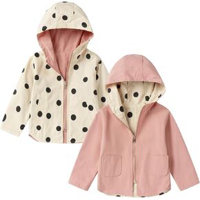 Littlespring لطيف الفتيات القابلة للانعكاس مع هود بولكا نقاط الملابس الخارجية in Kuwait