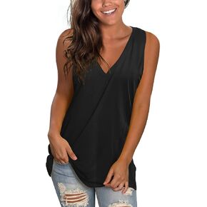 Sampeel Womens Summer Tank Tops Basic Fanks v Neck Disteless Tirts Side Side
