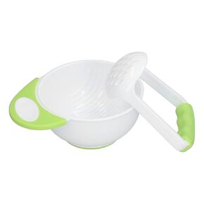 Baby Food Mash Bowl, Anti Scalding Non Slip Fruit Vegetable Puree Masher Bowl Hand Mash with Grinding Rod