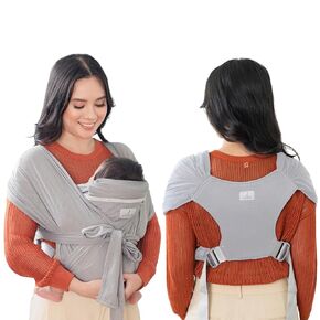 BabbleRoo Baby Wraps Carrier - Baby Essentials Baby Sling Carrier, Secure & Comfortable, Breathable, Easy-to-use, Adjustable M to XXL, Promoting Parent-Child Bonding, Gray