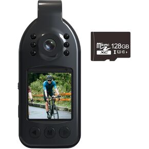 Body Camera Clip Video Cam 1600P HD with Display and 128GB Memory Card, Wide Angle, Night Vision, Compact Body Worn Cameras for Civilians Personal Security Police Law Enforcement