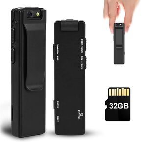 Mini Body Camera with Video Recording, 1080P Wearable Body Cam with Night Vision & Loop Record & Motion Detection, Worm Cam with 32GB Card for Cycling, Walking, Pet, Law Enforcement