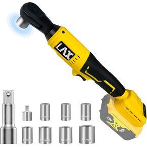 3/8" Cordless Ratchet Wrench Set Compatible with DEWALT 20V MAX Battery, 74Ft-Lbs Brushless Motor Electric Ratchet Wrench with Variable Speed, 1/4" Adapters, 3" Extension Bar & 7 Sockets(Tool Only)