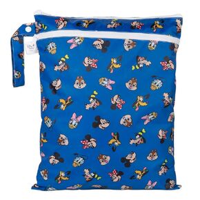 Bumkins Disney Waterproof Wet Dry Bag for Baby, Travel, Swim Suits, Cloth Diapers, Pump Parts, Pool, Gym Clothes, Stroller, Daycare, Zip Reusable Bag, Wetdry Packing Pouch, Mickey and Friends Blue