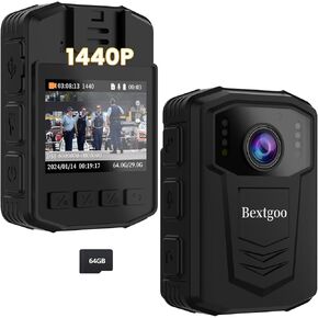 1440P Body Camera, Body Cam, Built-in 64GB Memory Card, Ultra Infrared Night Vision, 3500mAh Battery, Up to15 Hours Using Time, Waterproof, Shockproof, Lightweight for Indoor Outdoor