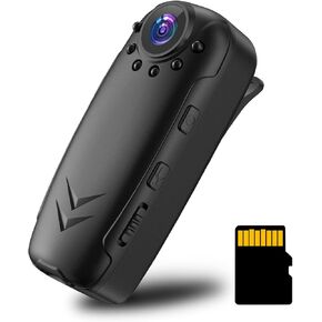 WOTCHA Body Camera, 1080P HD Portable Body Cam with 64GB Memory Card, Night Vision IR, Motion Detection, Loop Recording, 8-10HR Battery Mini Video Bodycam for Traveling, Walking, Cycling