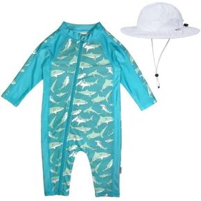 SwimZip Swimsuit UPF 50+ Sun Protection One Piece Zip Bathing Suit with Sun Hat Infant Sunsuit Swimwear