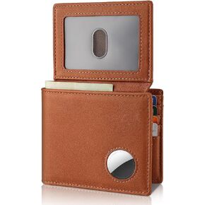 SOMOVI AirTag Wallet for Men - Genuine Leather Bifold RFID Blocking Mens Wallet - 1 Hidden Interlayer 2 ID Windows 13 Cards Holders - Gift Box (Airtag Not included) (Black)