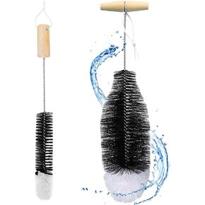 Bottle Brush for Soda Glass Bottles, Gentle & Scratch-Free Nylon Bristles, Bottle Cleaner, Glass Carafe for Soda Bottles, Baby Bottles, Drinking Bottles, 2 Pack