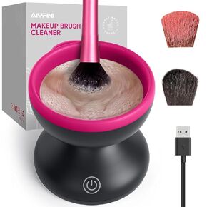 Alyfini Makeup Brush Cleaner Machine-Professional Electric Make up Brushes Cleaner Cleanser Solution for Kabuki Foundation Liquid Powder Face Makeup Self Tanner Brush,Gifts for Women Stocking Stuffers