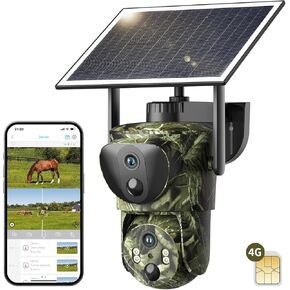 SEHMUA Trail Cameras Dual Lens Linkage Security Camera, 4G Unlimited Data Plan Cellular Trail Cameras 2K Live Video Game Cameras with Night Vision Motion Activated IP66 Waterproof Solar Powered Camera