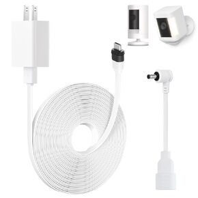 25Ft/7.5m Power Adapter for Ring Stick Up Cam Battery/Plug-in/Ring Stick up Cam Pro/Ring Pan Tilt Indoor Cam & Ring Spotlight Cam Plus/Pro (Battery), Waterproof Charger Cable for Indoor or Outdoor Use