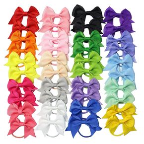 40PCS Baby Hair Ties with Bows for Toddler - 2 Inch Elastic Ponytail Holders Small Hair Ties For Baby Girls Infants Hair Accessories