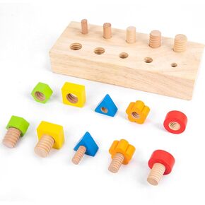 Children Nut Bolts Education Toys Montessori Color Shape Wooden Sensory Toy Kids Fine Motor Skill Screw Board Matching Cognition Game