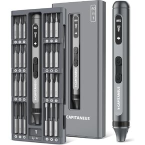 SE1 PRO 3.7V Mini Electric Screwdriver, Precision Screwdriver Set, 50-in-1 Magnetic Bits, Magnetic Storage, USB-C Charging Cable，Electric Screwdriver for Electronics Phone Camera Laptop Watch - Grey