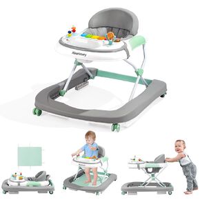 Time Followers® Baby Walker Foldable 3 in 1 with Extra-Large Music Disc Adjustable Heights, Baby Walkers and Activity Center with Wheels Portable Anti-Rollover for Boys Girls Babies 6-18 Months