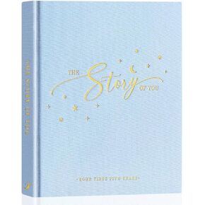 Lanpn Baby Memory Book - Linen Baby Book Memories Keepsake - The Story of You - Newborn Baby First 5 Year Journal Scrapbook Photo Book Milestone Album for Boy Girl New Parents (Pink, 154 Pages)