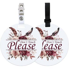 PLIGREAT 2 Sets Please Don't Touch Stop Baby Reminder Signage for Baby Carrier Prams Carrycot Decor Stroller Hanging Sign Hangtags Flowers Feather Pattern Touching Baby Sign for Newborn Baby Girl Boy