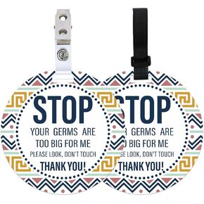 PLIGREAT 2 Pack Stop Touching Baby Car Seat Sign for Newborn Baby Aztec Pattern Please Don't Touch Baby Sign No Kissing Baby Reminder Signage for Girls Boys Stroller Tag with Hanging Straps and Clip