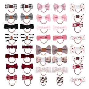 40Pcs Baby Girls Hair Ties,Soft Elastics Bow Hair Ties Ponytail Holders Hair Accessories Small Hair Accessories for Thick or Thin Hair Baby Girls,Infants,Toddlers