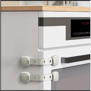 5 Pack Oven Lock Child Safety, QYESWHSR Cabinet Locks Baby Proofing with 3M Adhesive, Oven Door Lock Easy to Install & No Tools Need Multi-Purpose for Furniture Kitchen, Toilet Seat, Drawer Locks