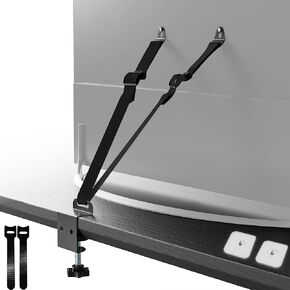 TV Safety Straps, No-Drill TV Straps Safety for Flat Screen, Anti-Tip Furniture Anchors for Baby Proofing, Earthquake Straps with Metal C-Clamp, VESA Mount, 304 Stainless Steel Screws, Black