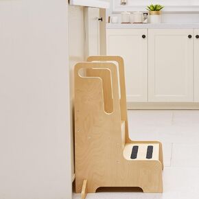 Large Kids Step Stool with Handles, Wooden Step Stool for Kids with Safety Anti-Slip Mats, Toddler Step Stool for Bathroom Sink, Kitchen, Toilet Potty Training, Washing Hands and Brushing Teeth