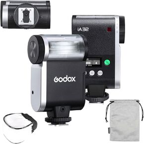 Godox iA32 Mini Camera Flash -Adjustable Flash Head,GN15 8Power Levels,Godox Flash for Canon/Nikon/Sony/Fuji/Olympus Cameras,2.5sRecycle/490Flash Times/Auto/Manual Modes(Not Compatible for Sony ZV-1F)