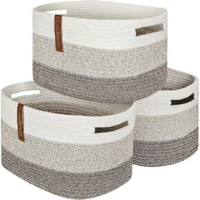 Storage Basket Woven Baskets for Organizing | Woven Rope Basket Bins Cube Shelf Closet Storage Baskets | 15×10×9" Cute Baby Basket for Nursery | 3 Pack (Gradient Yellow) in Saudi Arabia
