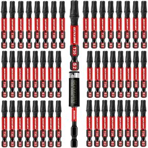 15 Pieces T30 Impact Tough Magnetic Screwdriver Bit Set, 2 In. #30 Torx Head Power Bit Set, S2 Alloy Steel T30 Star Bit Set