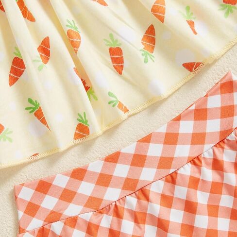 Winioder Baby Girls First Easter Outfit Ruffle Short Sleeve Babydoll Tops and Plaid Bloomers Shorts Cute Summer Clothes Sets in Saudi Arabia