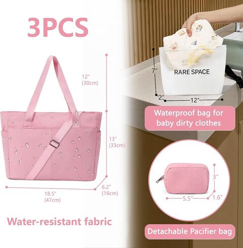 Diaper Bag Tote with Zipper, Large Capacity Crossbody Baby Bag with Multi Pocket, Hospital Bag for Labor Delivery in Saudi Arabia