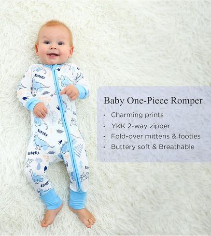 Baby One-Piece Romper Footless Bamboo Viscose Pajamas Sleepers for Baby Boys and Girls in Kuwait