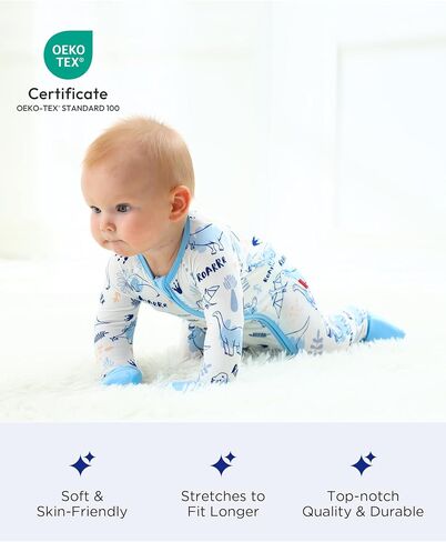 Baby One-Piece Romper Footless Bamboo Viscose Pajamas Sleepers for Baby Boys and Girls in Kuwait