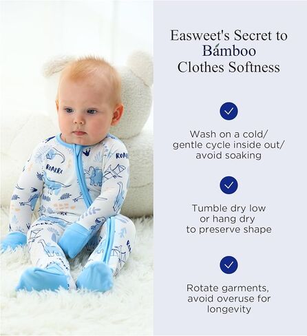 Baby One-Piece Romper Footless Bamboo Viscose Pajamas Sleepers for Baby Boys and Girls in Kuwait