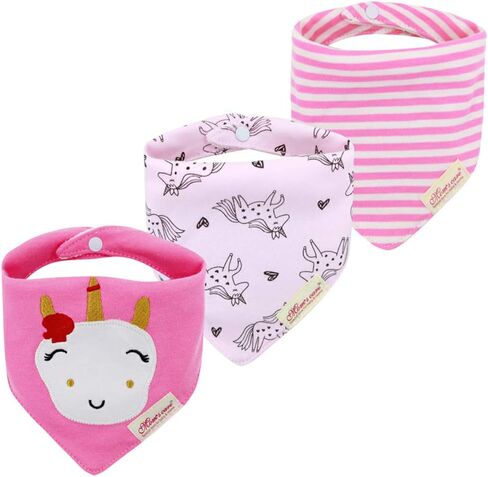 JN&LULU 3-Pack Newborn Baby Bibs Baby Bandana Drool Bibs for Drooling and Teething,Organic Cotton Bibs for Baby Gifts in Saudi Arabia